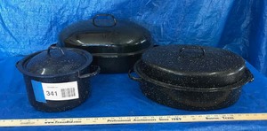 lot 341 image: Enamelware  (2) Roaster & (1) Pot