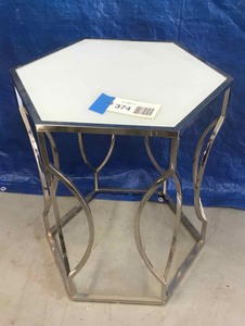 lot 374 image: Chrome Hexagon End Table