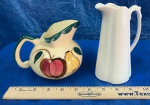 lot 350 image: (2) SyrupsCreamers  I. Godinger White, Art Pottery Painted