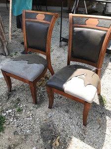 lot 35 image: (2) Heavy Wood Chairs