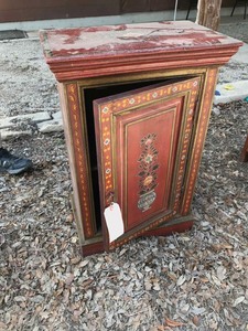 lot 39 image: Tole Painted Wood Cabinet