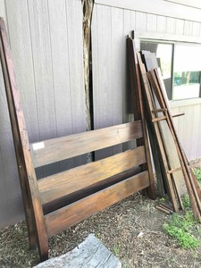 lot 65 image: Tall Wood Poster Style Bed with Rails, Full Size