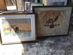 lot 67 image: (2) Wildlife Prints.  Has some age and damage