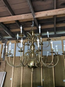 lot 79 image: Large Brass Chandelier, 48 in wide X 54 in tall