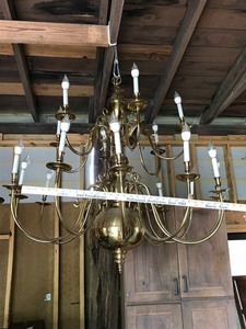 lot 80 image: Large Brass Chandelier, 48 in wide X 54 in tall