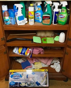 lot 168 image: Cleaning supplies, brushes, etc.