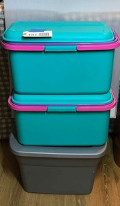lot 181 image: (2) Eage Craftstor Storage Tote Storing System &  (1) Sterilite 10 gal. Storage tub