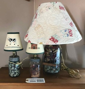 lot 206 image: (3) mason jar lamps