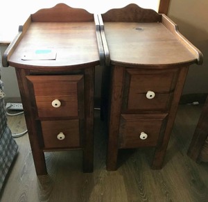 lot 207 image: (2) country pine side tables