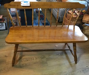 lot 213 image: Maple spindle back bench
