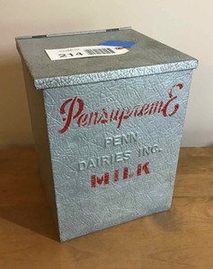 lot 214 image: Vintage Galvanized Milk Box, Pensupreme, Penn Dairy