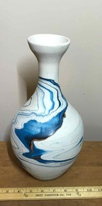 lot 217 image: Nemadji Pottery, Hand painted, handmade USA Vase
