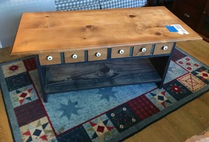 lot 233 image: Country pine coffee table & area rug
