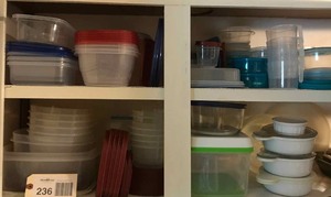 lot 236 image: Glass food storage containers, plastic food storage containers