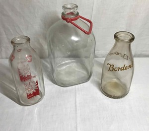 lot 237 image: (3) Borden Glass Milk Bottles