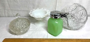 lot 246 image: Candy dishes, syrup dispenser