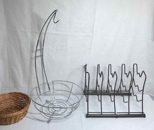 lot 248 image: Metal Fruit Bowl with Banana Hanger, Plate Stand