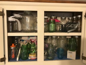 lot 281 image: All-To-Do with Canning Jars  lids, attachments, grippers, solar light tops, asst. Jars, pitcher, etc.
