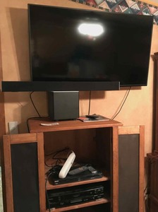 lot 358 image: Visio television with sound barbox, Hitachi video player, Phillips disc player