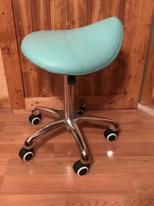 lot 367 image: Rolling Stool with Turquoise Seat