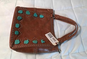 lot 398 image: Shoulder BagTote with Hobnails & Turquoise-Look Decoration