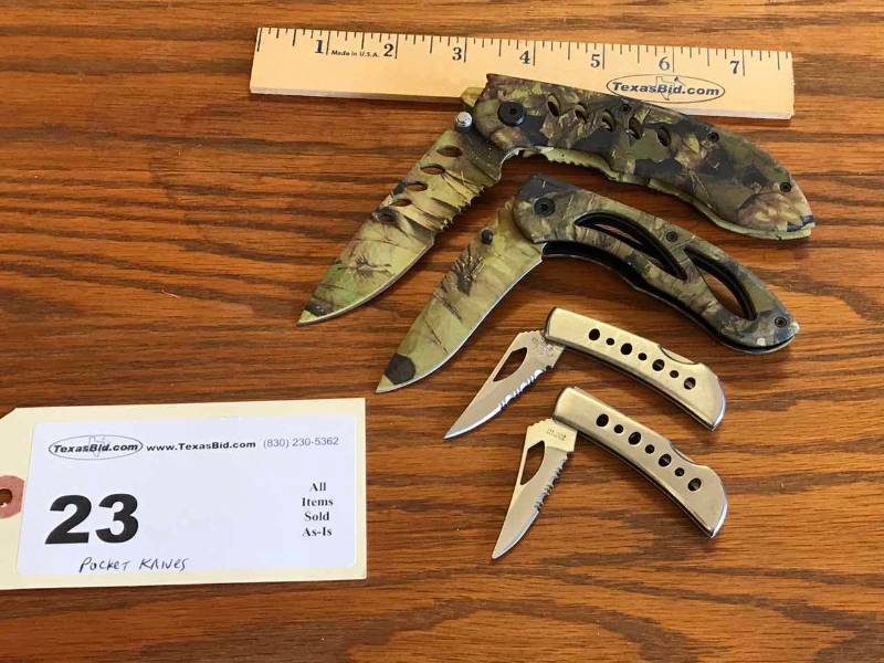 lot 23 image: (4) Modern Pocket Knives