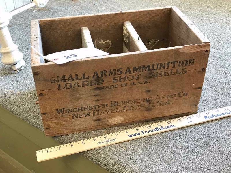 lot 29 image: Antique Ammo Box, Winchester