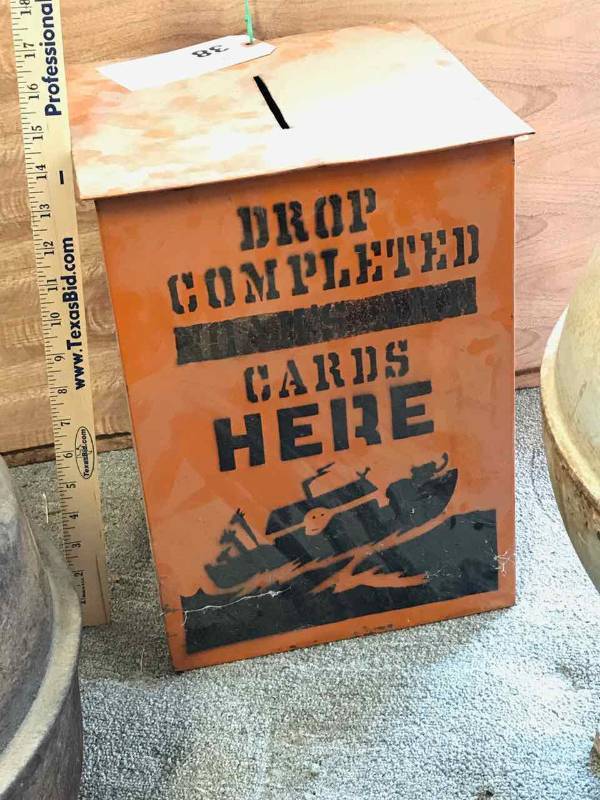 lot 38 image: Orange Tin SurveyBallot Box