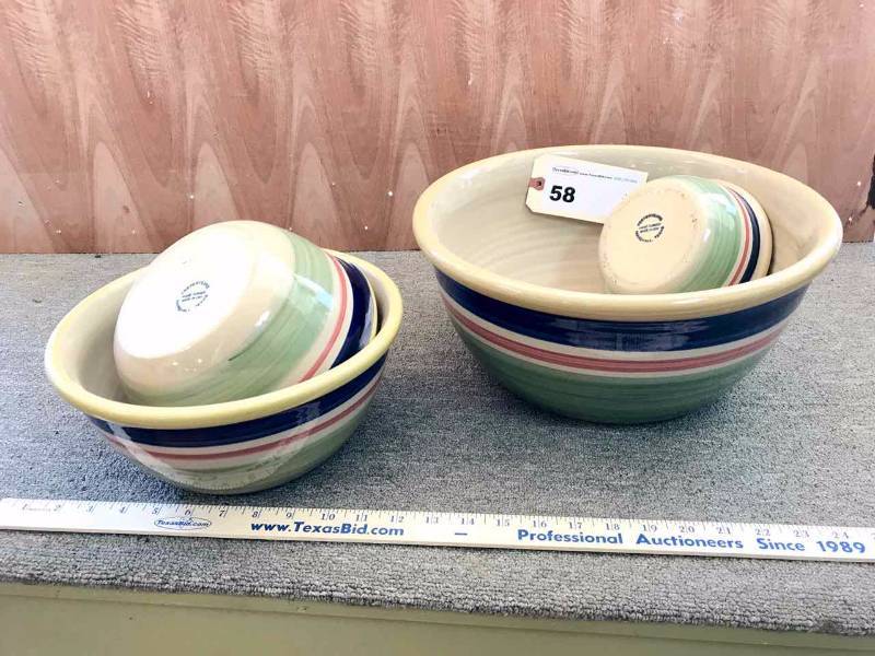 lot 58 image: Yesteryears, Marshall Texas 4-Piece Stoneware Bowl Set
