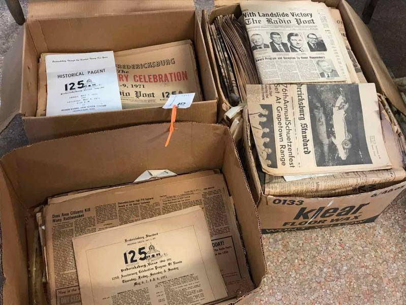 lot 75 image: Old Fredericksburg Standard Newspapers, including 125th Anniversary Edition