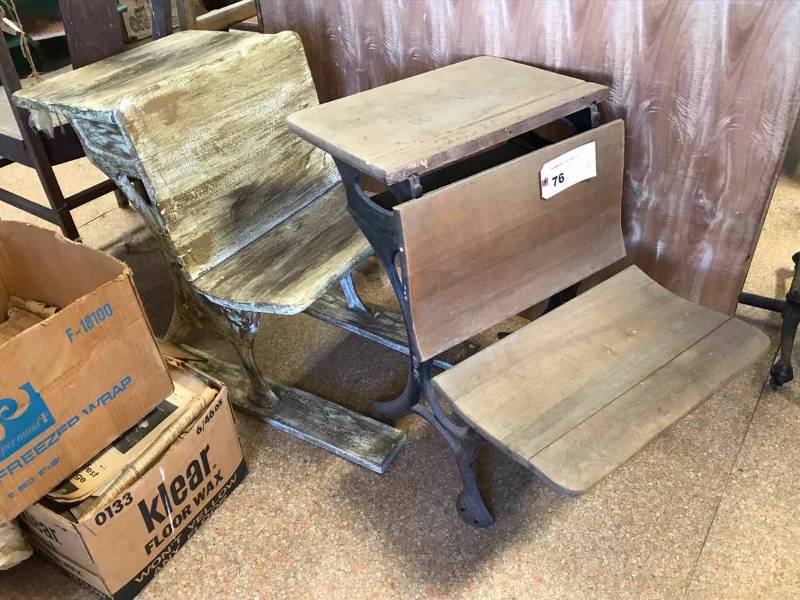 lot 76 image: (2) Old School Desks