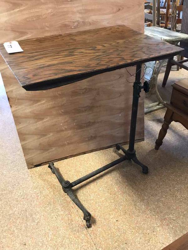 lot 77 image: Bed Side Table, Cast Iron Ball & Claw Footed Base