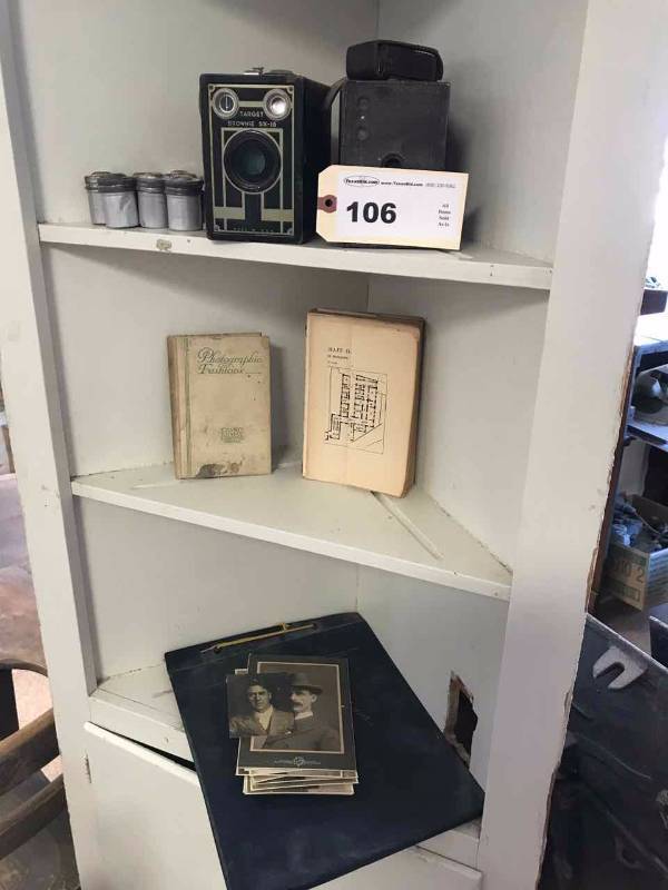 lot 106 image: Photography Target Brownie Six-16, Canisters, Books, Old Photos, Album, Etc.