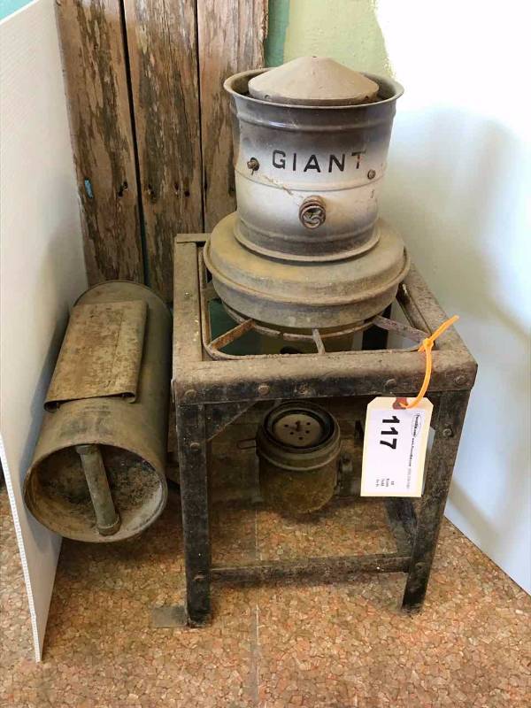 lot 117 image: Antique Oil Burning Stove