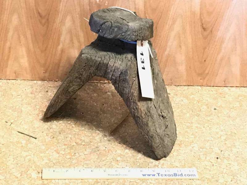 lot 131 image: Antique Mexican Saddle Tree, Uncovered in the Cibolo Creek, Downtown Boerne Long Years Back
