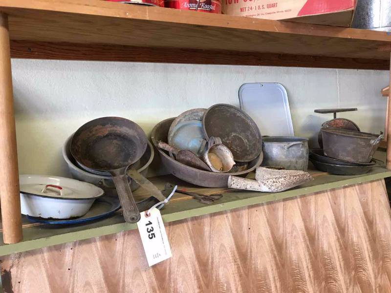lot 135 image: Old Camp Kitchen Pots & Pans