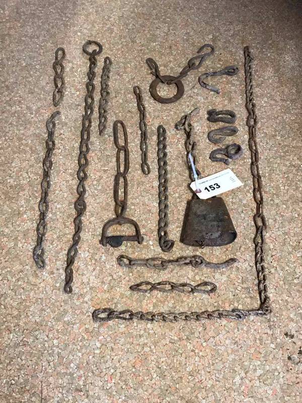 lot 153 image: Old Chains & a Cow Bell