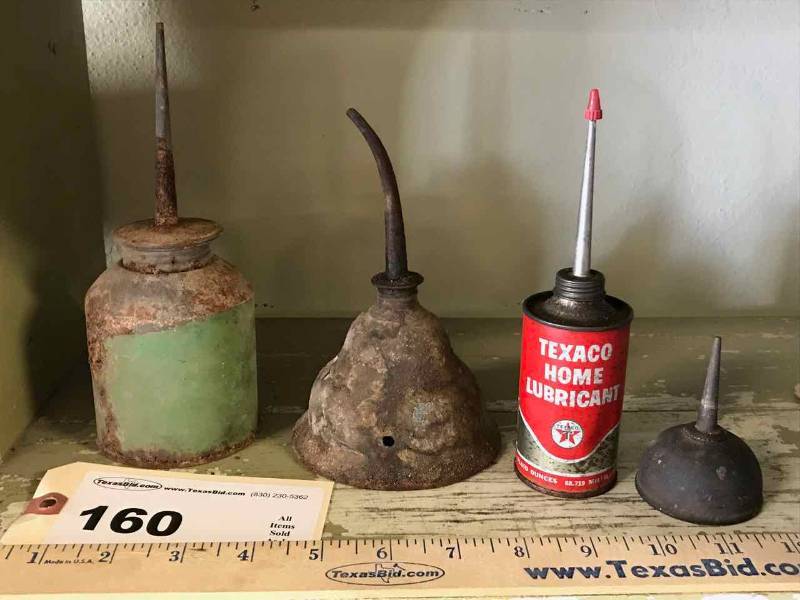 lot 160 image: (4) Antique Oil Cans
