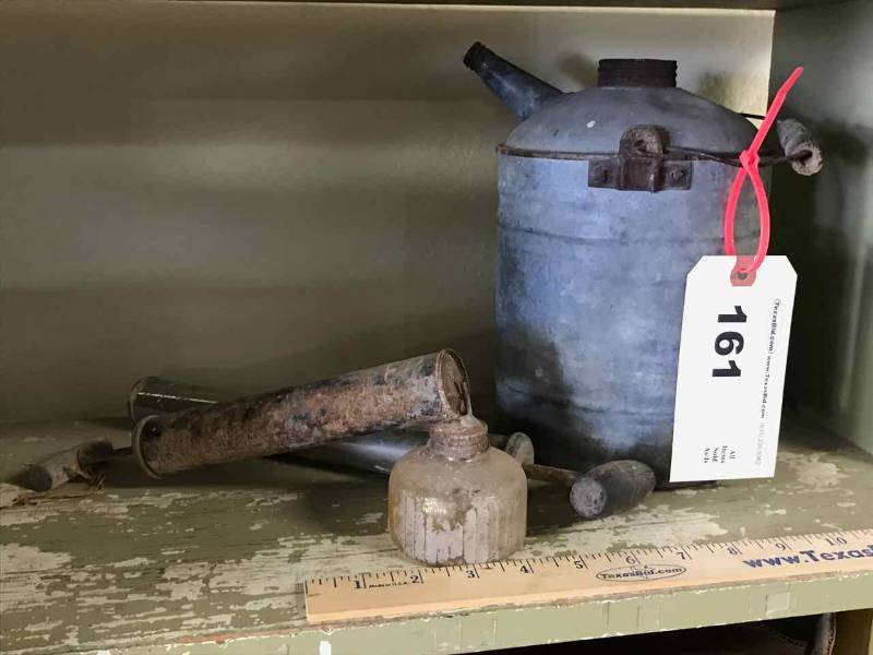 lot 161 image: Old Kerosene Can & (2) Sprayers