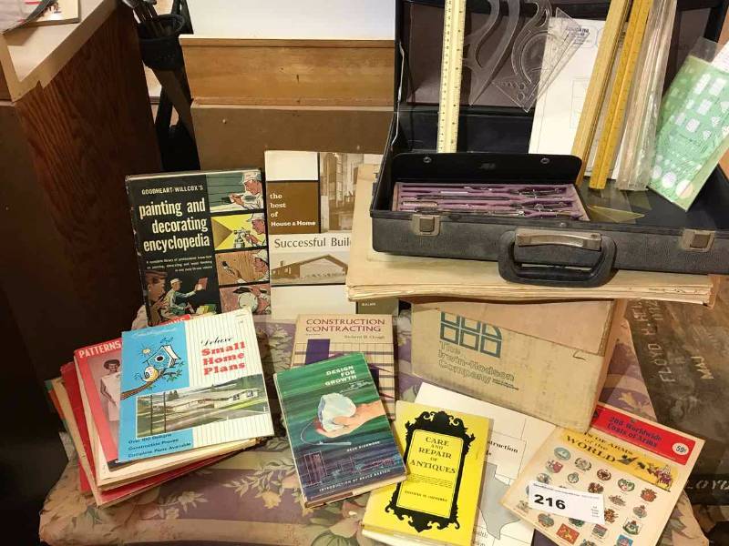 lot 216 image: Architecture ToolsRulers, Etc. & Vintage Books Home Design, Decorating, Symbols, Etc.