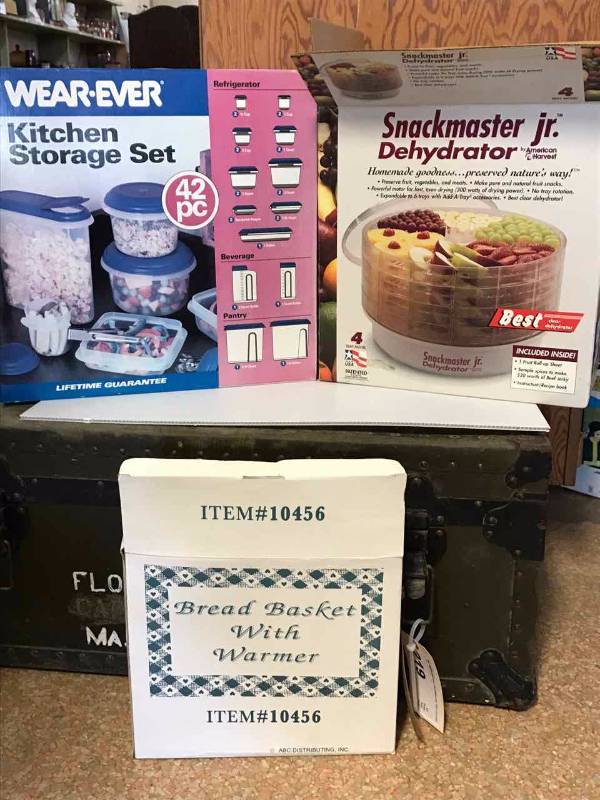 lot 235 image: Snack Master Dehydrator, Jr., Bread Basket with Warmer, Wear-Ever Storage Bowls