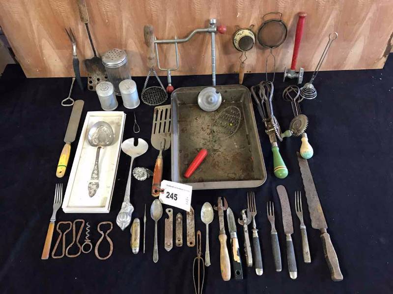 lot 245 image: Old Kitchen Utensils & Shakers