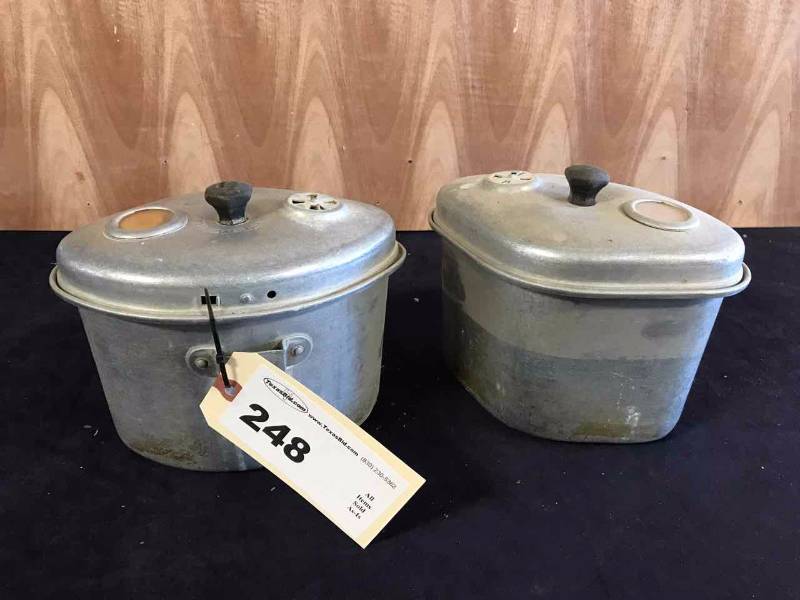 lot 248 image: (2) Vintage Ventilated Cooking Pots