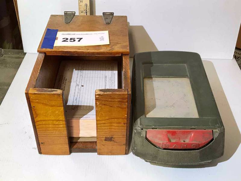 lot 257 image: Vintage Custom Made InvoiceReciept Wood Box