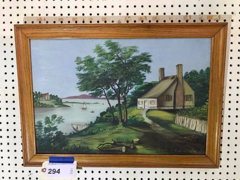 lot 294 image: Original Oil Painting by Thelma Carter, Hill Country German House