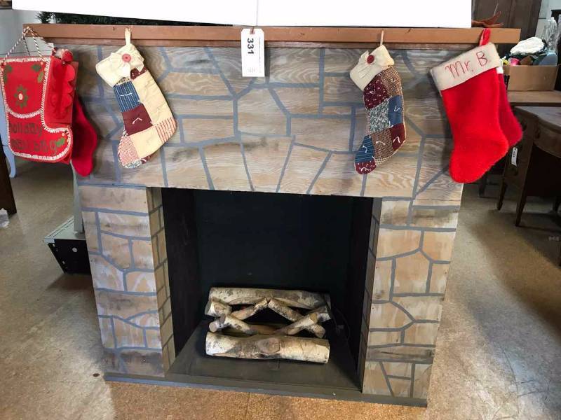 lot 331 image: Faux Fireplace with Electric Fire Wood