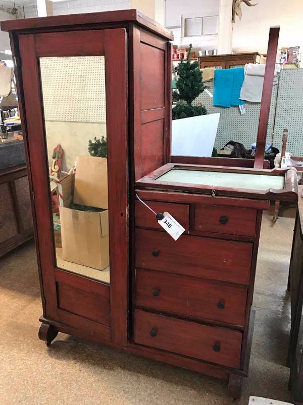 lot 348 image: Antique Wardrobe (painted orange)