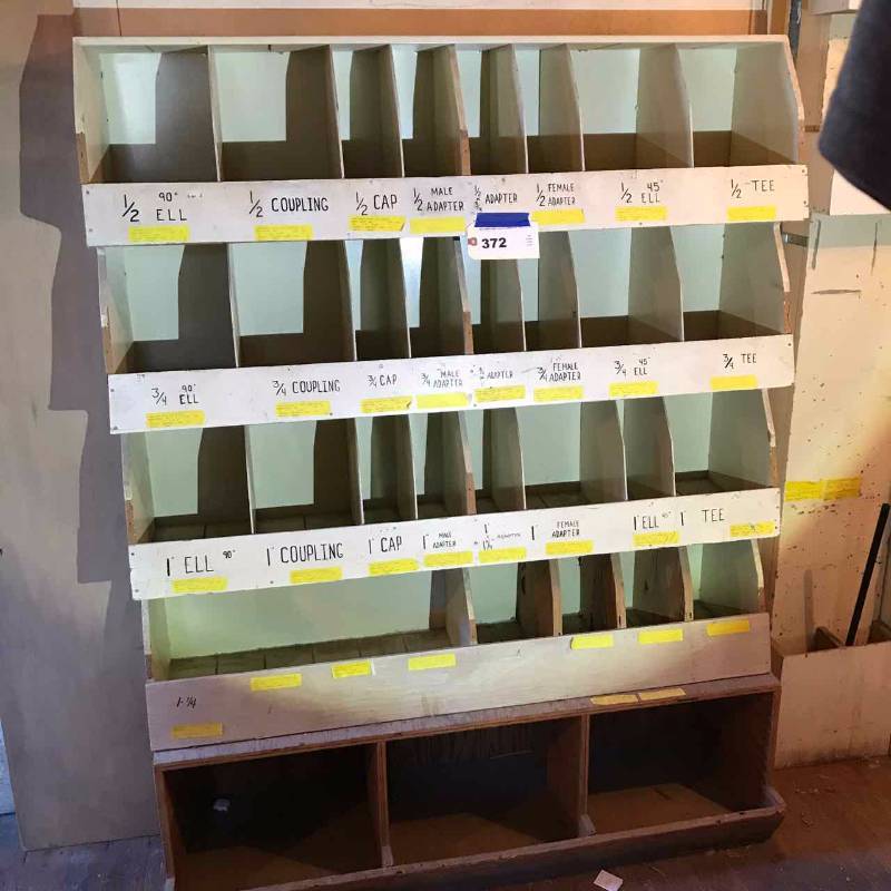 lot 372 image: Hardware. Bin Cubbies