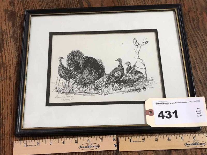 lot 431 image: Signed & Numbered Print, Gary D. Autrey 36130, Turkeys