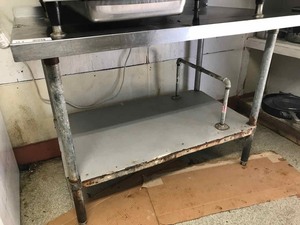 lot 91 image: Stainless Steel Work Table with galvanized under shelf
